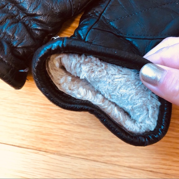 Vintage leather ski mittens w/ wool lining - Picture 3 of 3